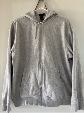 H&M Gray Full-Zip Hooded Sweater